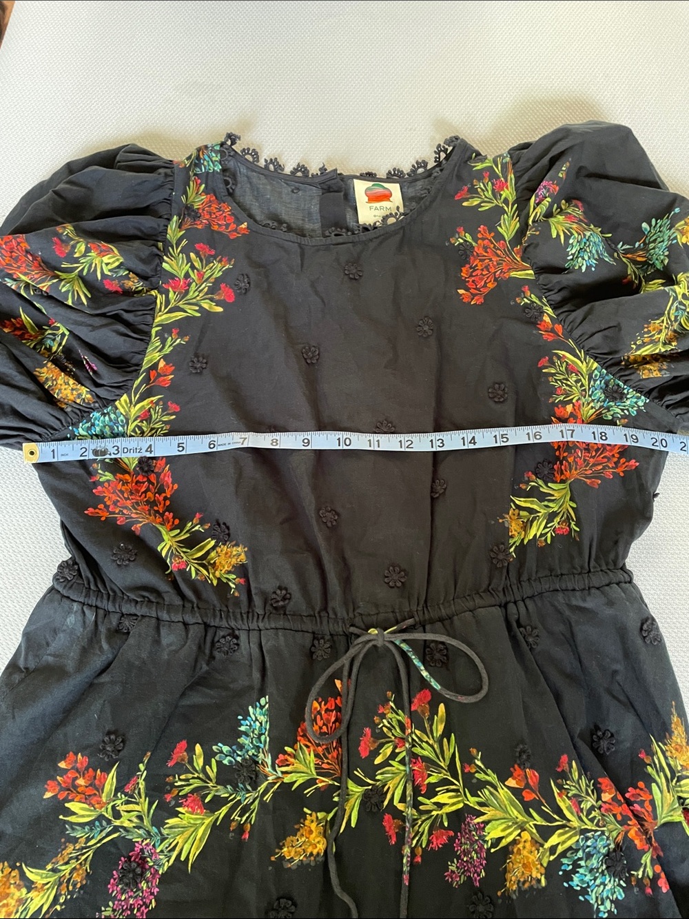 FARM Rio Black Louise Floral Cotton Mini Dress Size XL - Picture 7 of 12